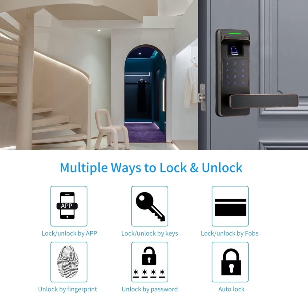 Smart Door Lock with Keyless Entry - Black - Picture 7 of 8